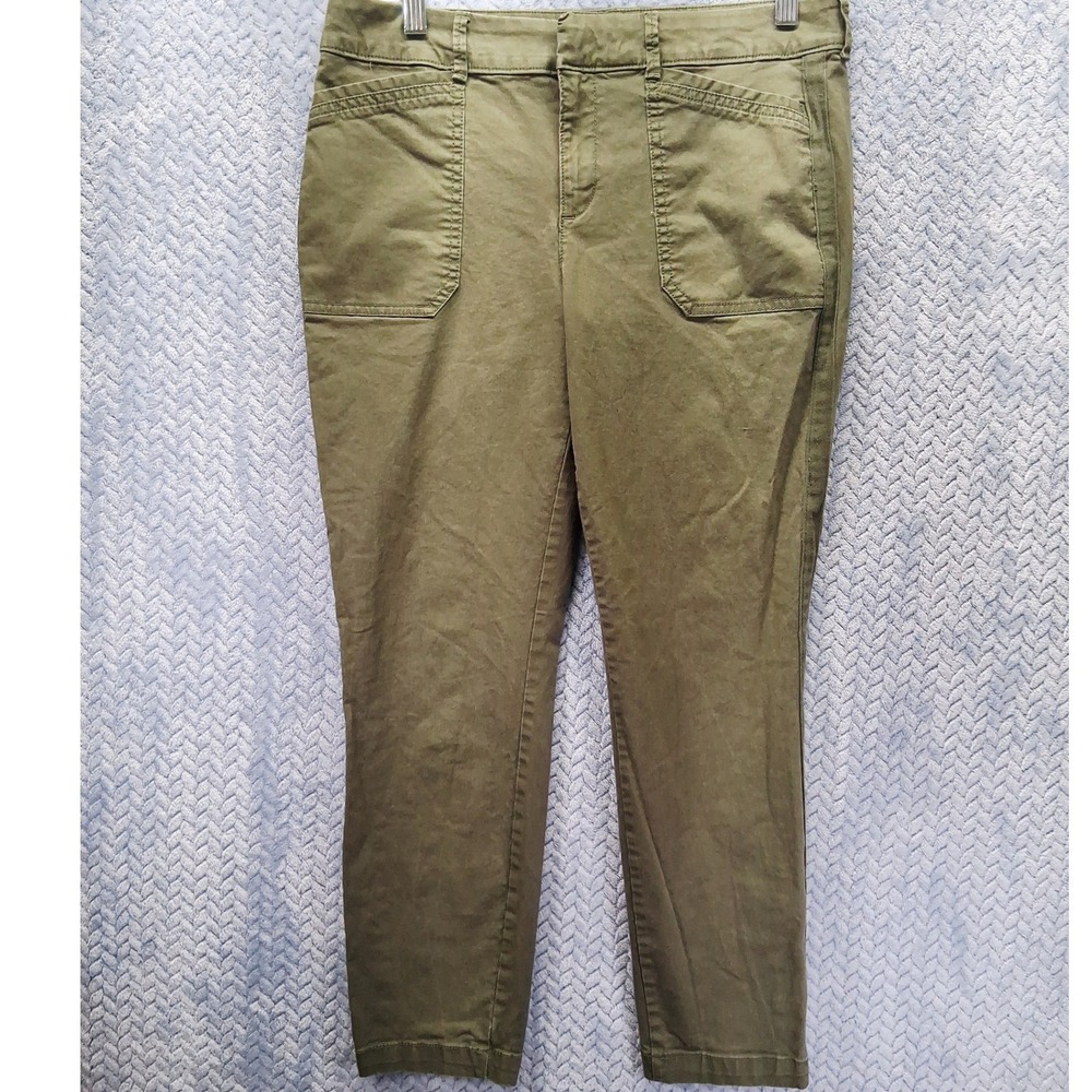 Old Navy Pixie Ankle Pants Womens 8 Olive Green Utility Chino Stretch Slim Fit
